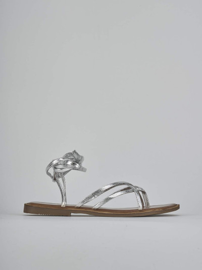 Sandali tacco 1cm pelle argento