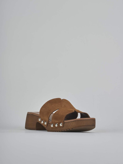 Ciabatte tacco 5cm camoscio marrone