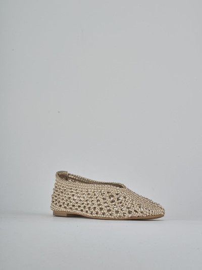 Ballerine tacco 1cm tessuto beige
