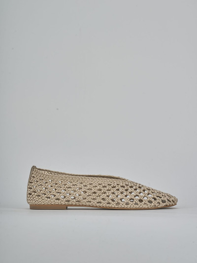 Ballerine tacco 1cm tessuto beige