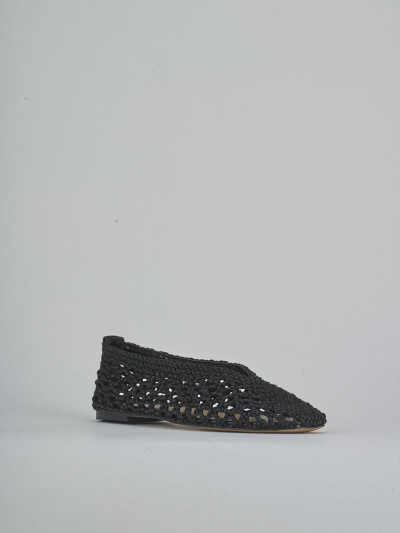Ballerine tacco 1cm tessuto nero