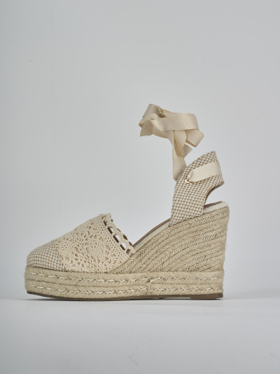 Espadrillas tacco 11cm cam. sosten beige