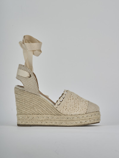 Espadrillas tacco 11cm cam. sosten beige