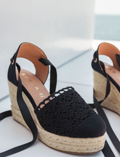 Espadrillas tacco 11cm cam. sosten nero