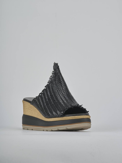 Ciabatte tacco 8cm pelle nero