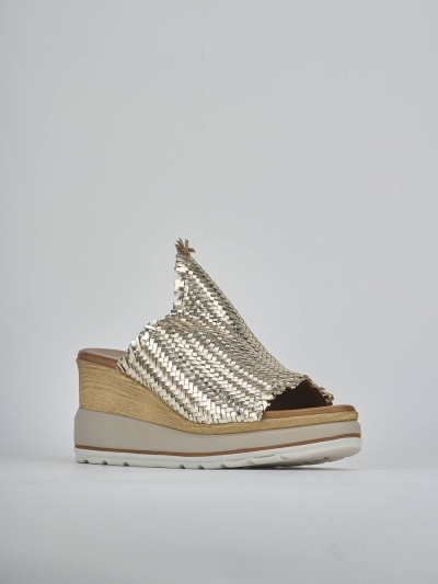 Ciabatte tacco 8cm pelle oro