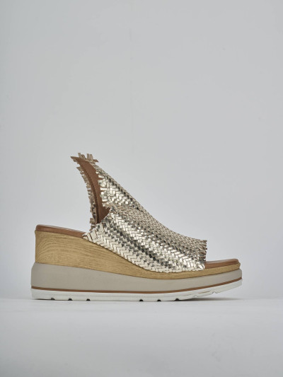 Ciabatte tacco 8cm pelle oro