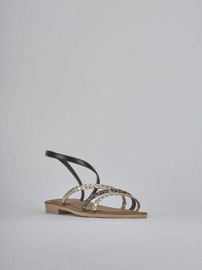 Sandali tacco 1cm pelle multicolor
