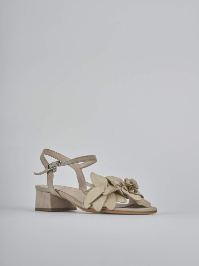 Sandali tacco 3cm camoscio beige