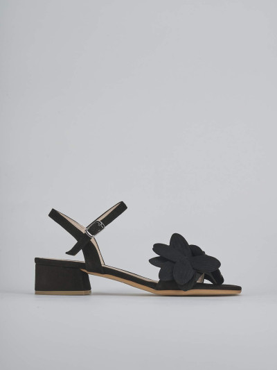Sandali tacco 3cm camoscio nero