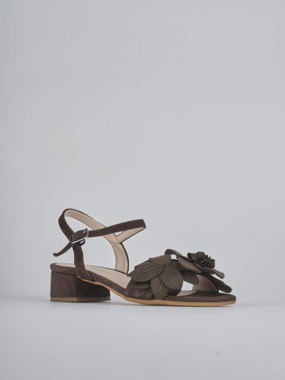 Sandali tacco 3cm camoscio testa