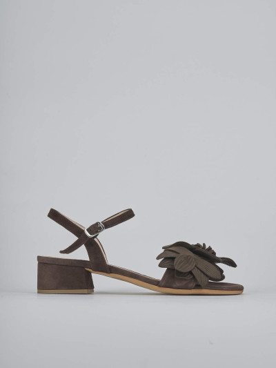 Sandali tacco 3cm camoscio testa