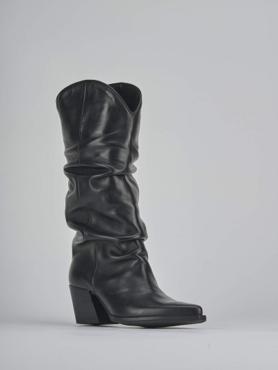 Stivali tacco 6cm pelle nero