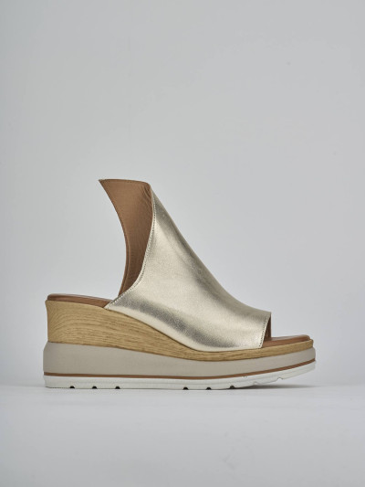 Ciabatte tacco 10cm pelle oro