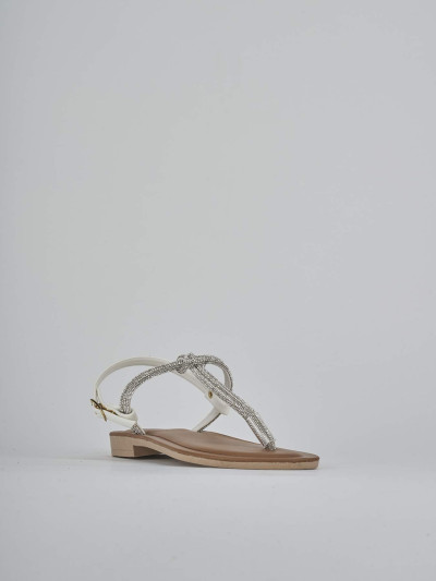 Sandalo infradito tacco 1 cm argento pelle