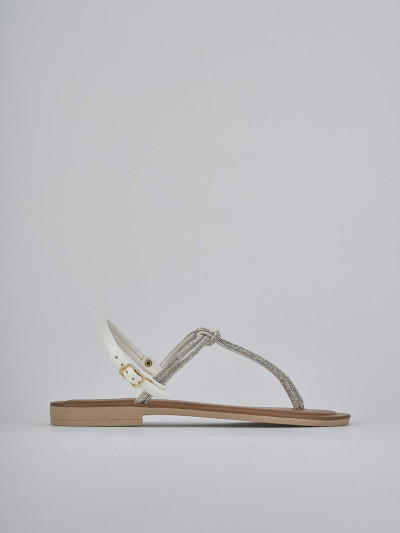 Sandalo infradito tacco 1 cm argento pelle