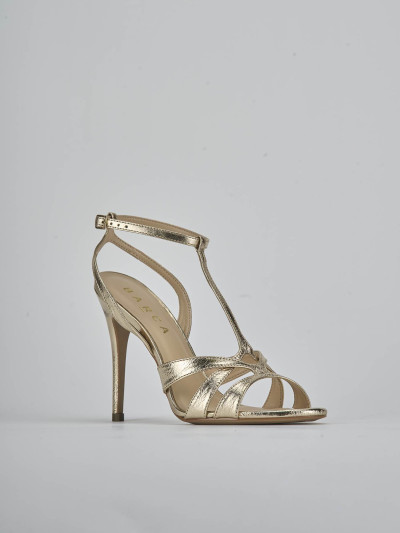 Sandali tacco 10cm laminato oro