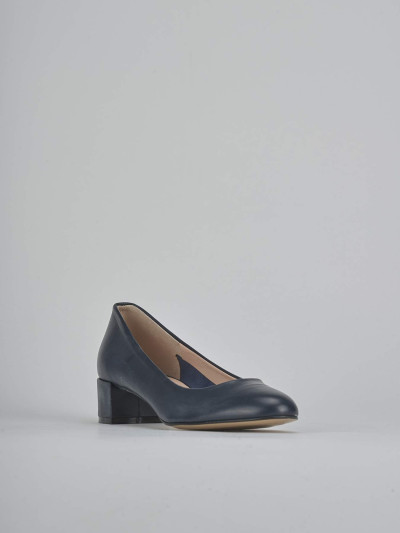 Décolleté e slingback tacco 4cm pelle blu