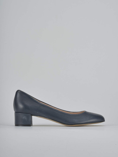 Décolleté e slingback tacco 4cm pelle blu