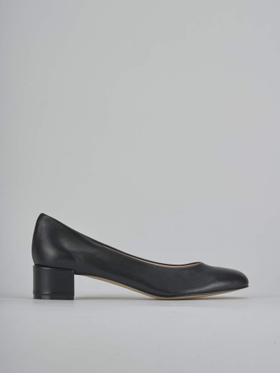 Décolleté e slingback tacco 4cm pelle nero