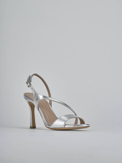 Sandali tacco 9cm laminato argento