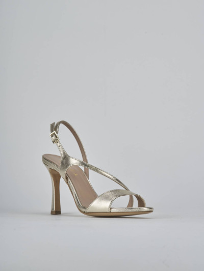 Sandali tacco 9cm laminato oro
