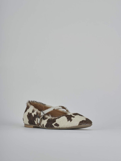 Ballerine tacco 1cm cavallino bianco