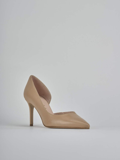 Décolleté e slingback tacco 8cm pelle beige