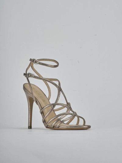 Sandali tacco 10cm laminato argento
