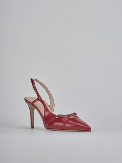 Décolleté e slingback tacco 7cm vernice rosso