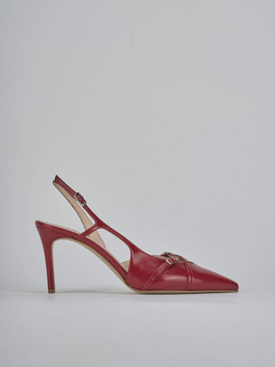 Décolleté e slingback tacco 7cm vernice rosso