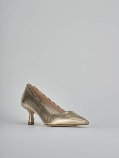 Décolleté e slingback tacco 5cm laminato oro