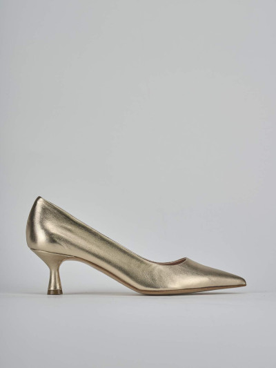 Décolleté e slingback tacco 5cm laminato oro