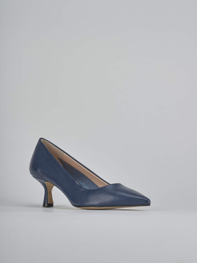 Décolleté e slingback tacco 5cm pelle blu