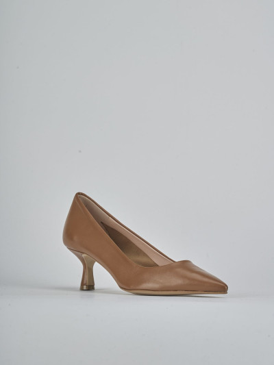 Décolleté e slingback tacco 5cm pelle marrone