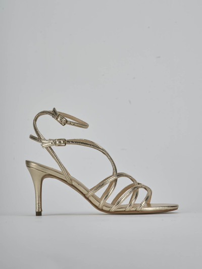 Sandali tacco 8cm laminato oro