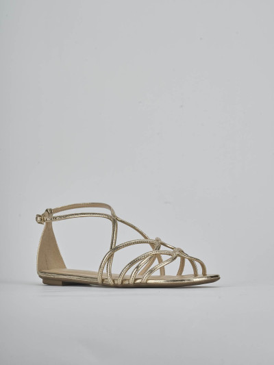 Sandali tacco 1cm laminato oro