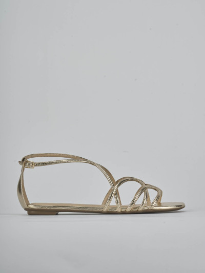 Sandali tacco 1cm laminato oro