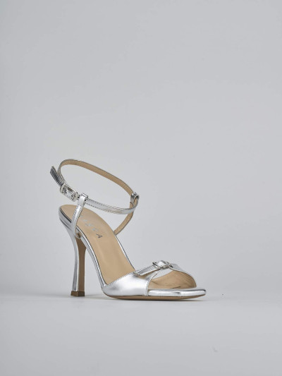 Sandali tacco 9cm laminato argento