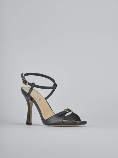 Sandali tacco 9cm pelle nero