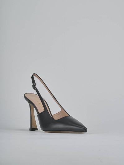 Décolleté e slingback tacco 9cm pelle nero