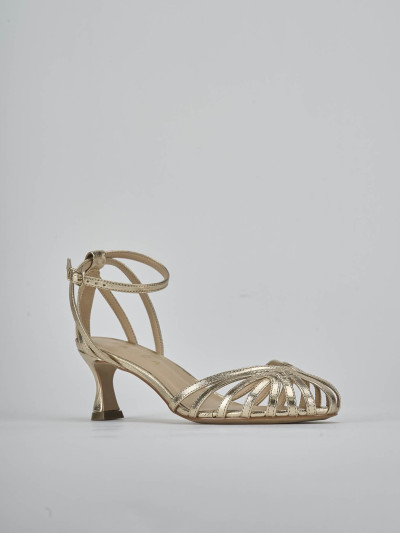 Sandali tacco 5cm laminato oro