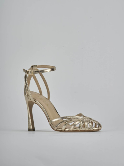 Sandali tacco 9cm laminato oro