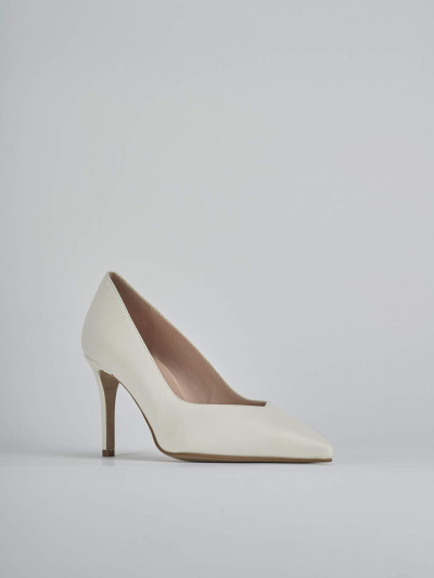 Décolleté e slingback tacco 7cm pelle bianco