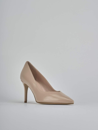 Décolleté e slingback tacco 7cm pelle marrone