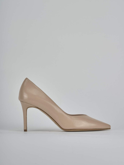 Décolleté e slingback tacco 7cm pelle marrone