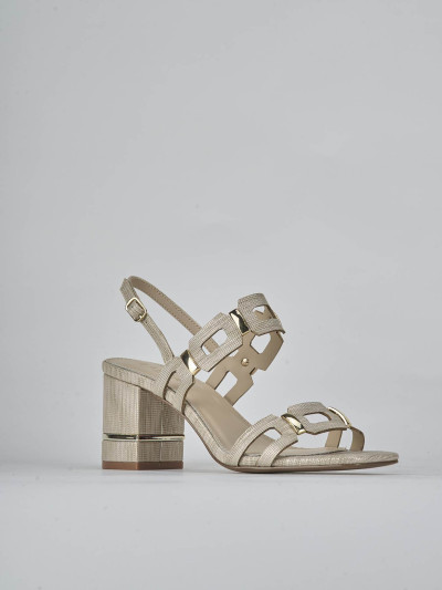 Sandali tacco 9cm pelle oro