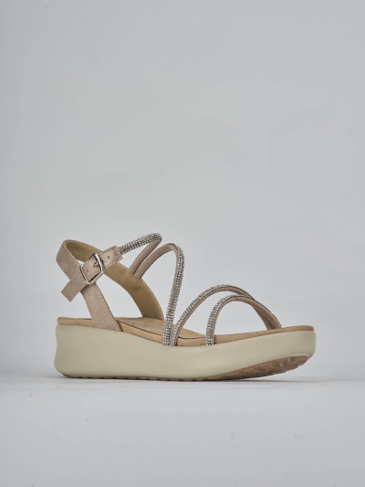 Sandali zeppa tacco 4cm pelle argento