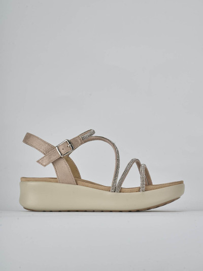 Sandali zeppa tacco 4cm pelle argento