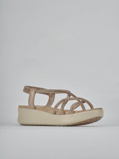 Sandali zeppa tacco 4cm pelle rosa